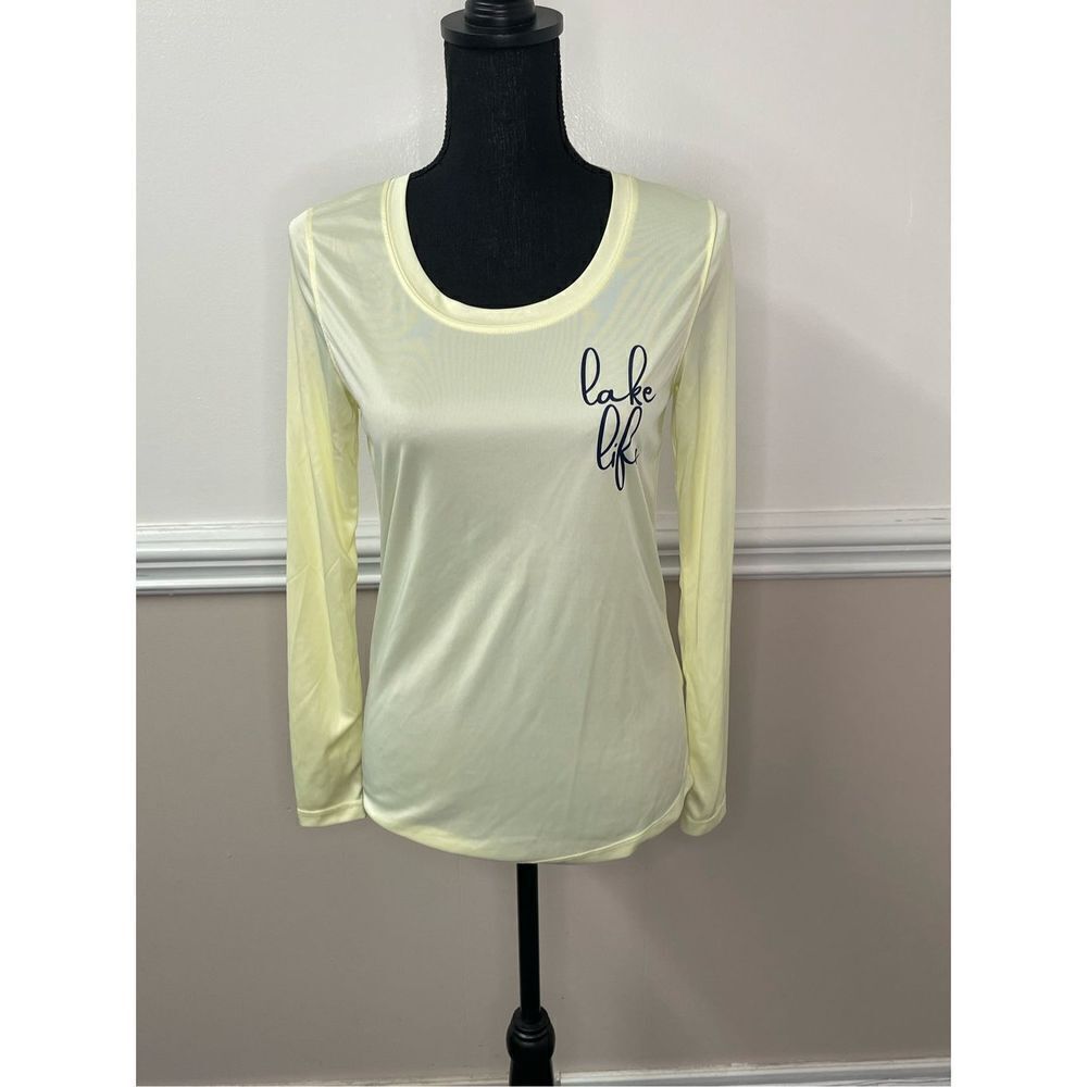 Lake Life Buggs Island Lake Yellow Long Sleeve Tee Size X-Small